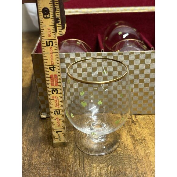Vtg Hand-Blown Crystal Irish Whiskey Snifters Set of 6 Shamrock 3 Leaf Ireland - Picture 8 of 11